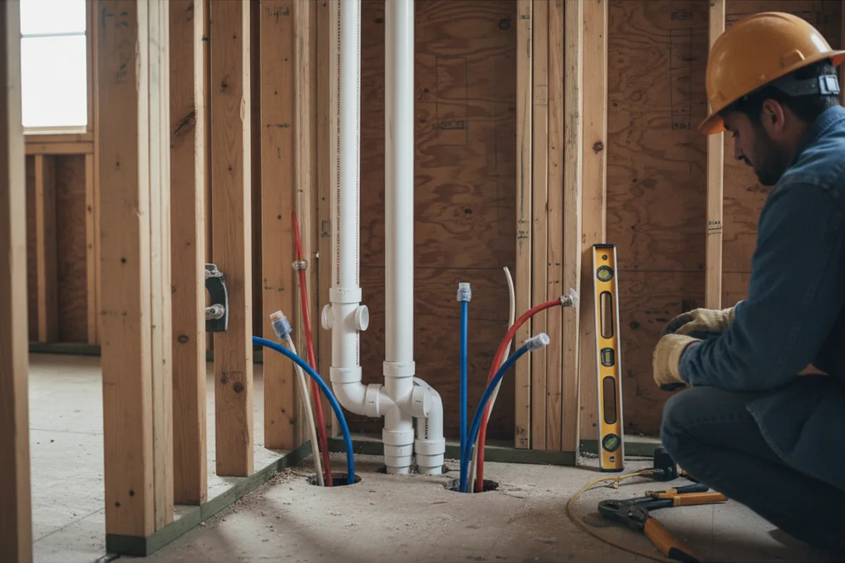 Drain and supply rough-in during Garbage Disposal Repair in Haverhill